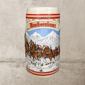 Vtg Budweiser Clydesdales Beer Stein Mug 1985 Limited Edition Ceramarte Brazil‎